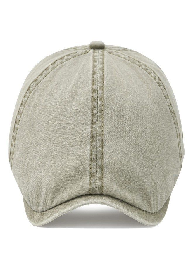 VOBOOM Cotton Washing Flat Cap Cabbie Hat Gatsby Ivy Irish Hunting Newsboy (Washed Khaki) - Image 2